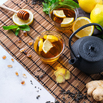 Japanese chinese tea teapot lemon ginger mint