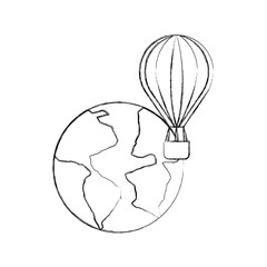 world planet earth with balloon air vector illustration design