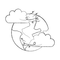 Beautiful fantasy cloud with world planet vector illustration design