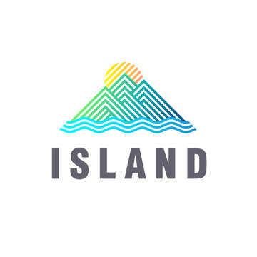 Vector logo template for tourism and travel. Island sign