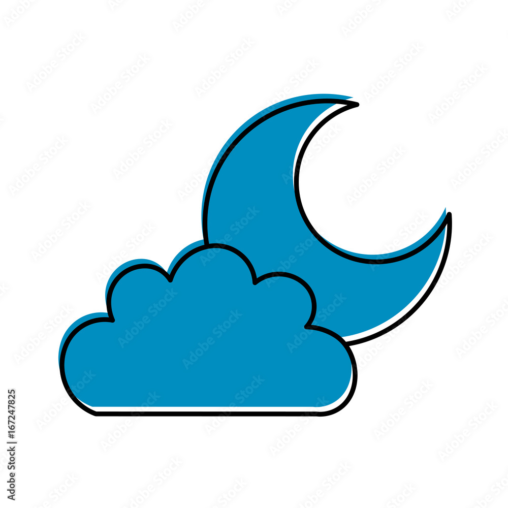 Poster beautiful fantasy cloud with moon vector illustration design