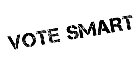 Vote Smart rubber stamp. Grunge design with dust scratches. Effects can be easily removed for a clean, crisp look. Color is easily changed.