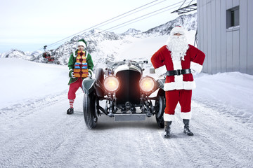 Naklejka premium santa claus car 