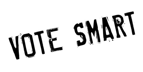 Vote Smart rubber stamp. Grunge design with dust scratches. Effects can be easily removed for a clean, crisp look. Color is easily changed.