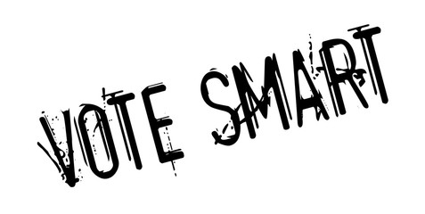 Vote Smart rubber stamp. Grunge design with dust scratches. Effects can be easily removed for a clean, crisp look. Color is easily changed.