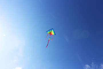 Fototapeta na wymiar A kite flying to the air