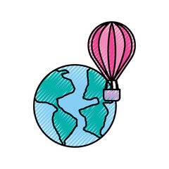 world planet earth with balloon air vector illustration design