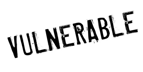 Vulnerable rubber stamp. Grunge design with dust scratches. Effects can be easily removed for a clean, crisp look. Color is easily changed.
