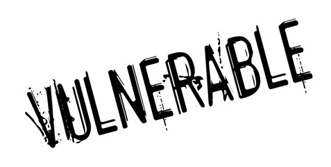 Vulnerable rubber stamp. Grunge design with dust scratches. Effects can be easily removed for a clean, crisp look. Color is easily changed.