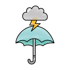 Beautiful fantasy cloud with ray storm electric and umbrella vector illustration design