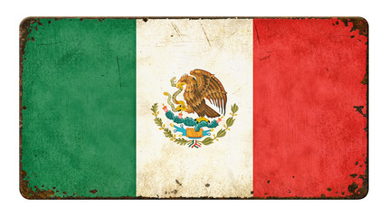 Altes verrostetes Blechschild - Flagge Mexiko
