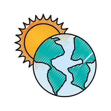 world planet earth with sun vector illustration design