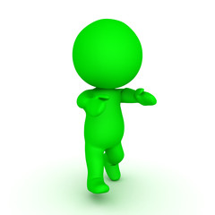 3D Green zombie walking with his arms forward