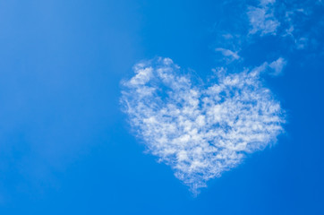Cloud in the shape of a heart against a blue sky