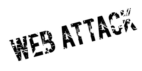 Web Attack rubber stamp. Grunge design with dust scratches. Effects can be easily removed for a clean, crisp look. Color is easily changed.