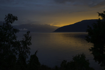 sunset at the sognefjord in norway
