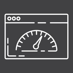 Page Speed line icon, seo and development, browser sign vector graphics, a linear pattern on a black background, eps 10.