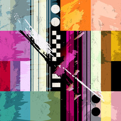 Fototapety  abstract geometric background pattern, with stripes and squares, grungy vector