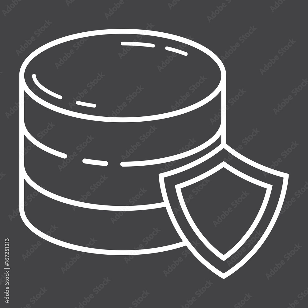 Poster data protection line icon, seo and development, server sign vector graphics, a linear pattern on a b