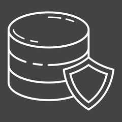 Data protection line icon, seo and development, server sign vector graphics, a linear pattern on a black background, eps 10.