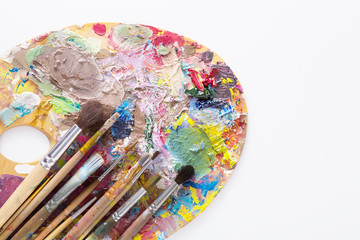 Obraz premium Art palette with colorful paint strokes, isolated