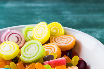 colorful sweet candy with space