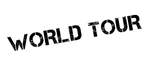 World Tour rubber stamp. Grunge design with dust scratches. Effects can be easily removed for a clean, crisp look. Color is easily changed.