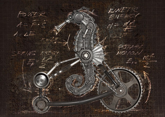 Steampunk style seahorse © Andrey Burmakin