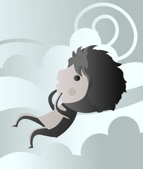 boy flying with the wind
