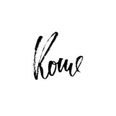 Rome, Italy. City typography lettering design. Hand drawn brush calligraphy. Isolated vector illustration.