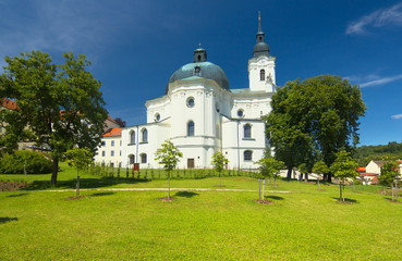 Fototapeta na wymiar Church in town of Krtiny, Czech Republic