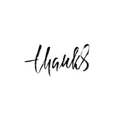 Thanks handwritten inscription. Hand drawn modern dry brush lettering. Thank you card. Vector illustration.