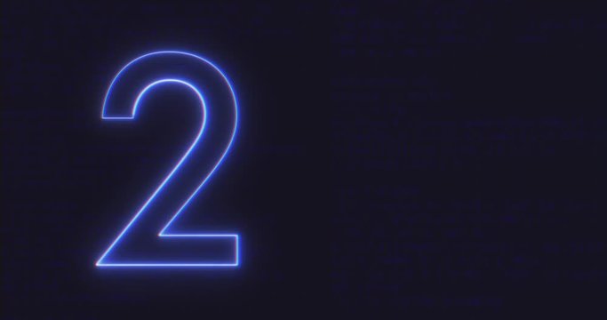 Animation Futuristic Interface Text Number 2 on Computer code running Background