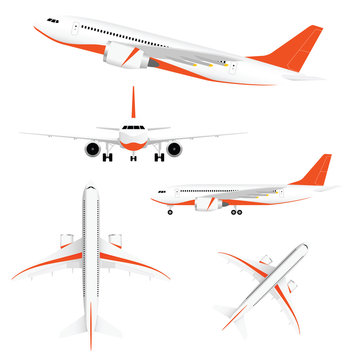 airplane with two motors and orange color illustration