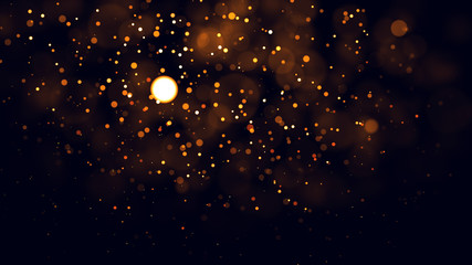 Gold abstract bokeh background. real backlit dust particles with real lens flare.