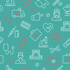 Seamless pattern with medical symbols.