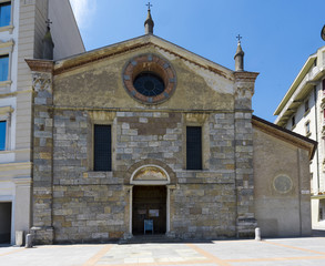 Fototapeta premium The front of the Santa Maria degli Angioli church at Lugano - Lugano, Lake Lugano, Lugano, Ticino, Switzerland, Europe