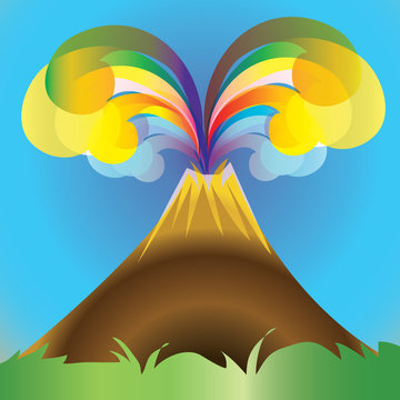 Illustration of A volcano is a rupture in the crust of a planetary-mass object, such as Earth, that allows hot lava, volcanic ash