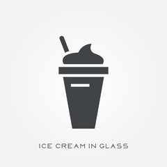 Silhouette icon ice cream in glass