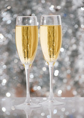 Two elegant champagne glasses
