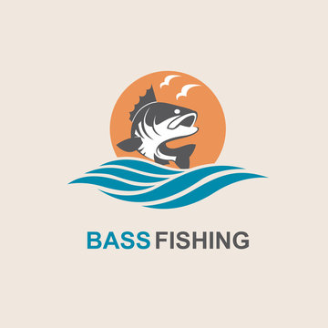 icon of bass fish with waves