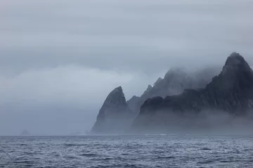 Foto op Plexiglas Mountains in fog, Antarctic Peninsula landscape, Antarctica © reisegraf