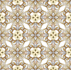Luxury oriental seamless pattern Golden. Decorative ornament backdrop for fabric, textile, wrapping paper. Vector illustration