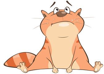  Illustration of a Cute Cat. Cartoon Character