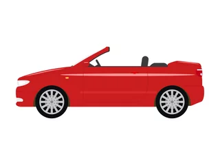 Fotobehang Vector illustration of a cartoon red car cabriolet © zhenyakot