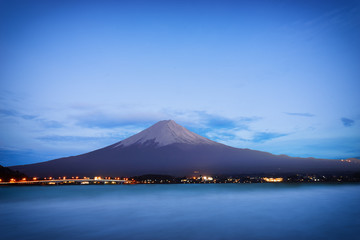 Fototapeta premium abstract mountain fuji and clear sky and smooth sea on blue filter
