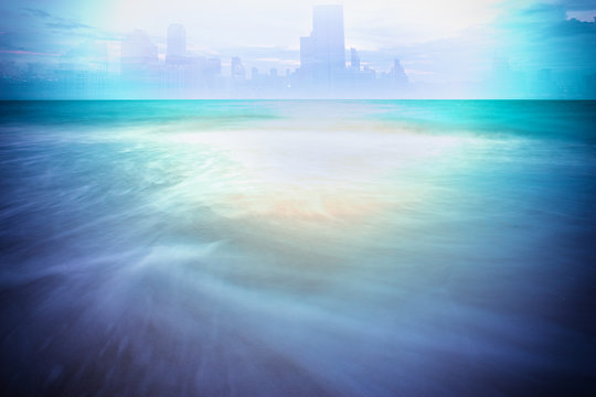 Fototapeta abstract surreal of seascape on long exposure