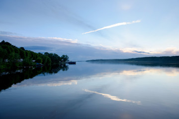 Summer sunset on the Volga river.