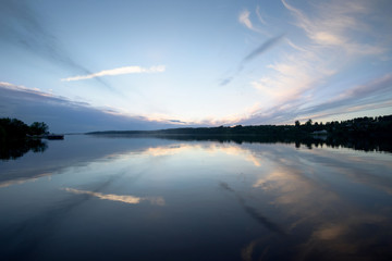 Summer sunset on the Volga river.