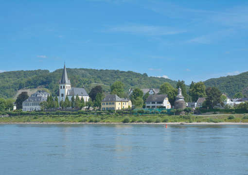 Blick auf den Weinort Unkel am Rhein,Heimat von Willy Brandt,Rheinland-Pfalz,Deutschland